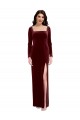 Low Back Stretch Velvet Spaghetti Straps Long Long Sleeves Prom Dress / Bridesmaid Dress Norwich
