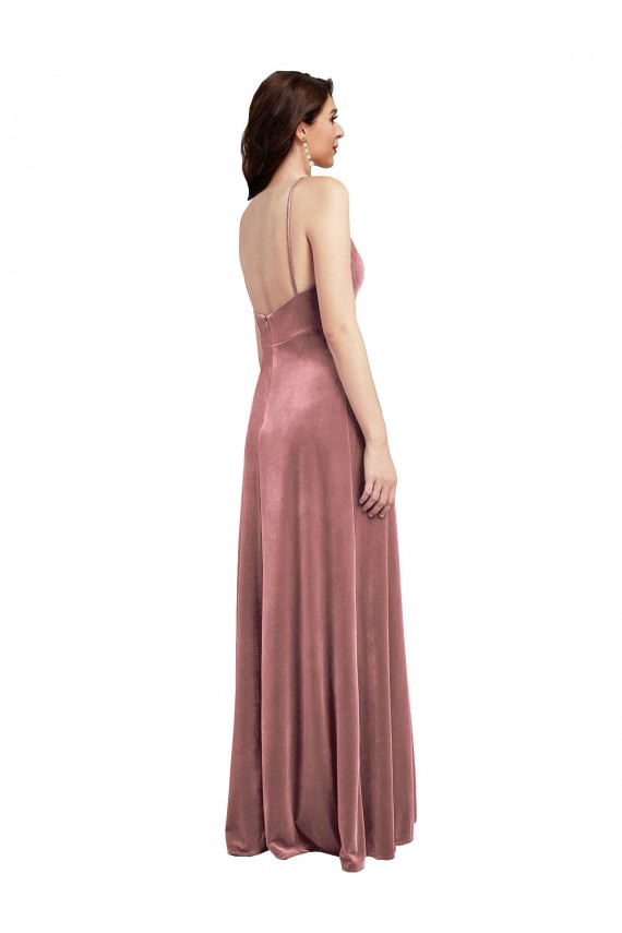 Low Back Stretch Velvet V-Neck Long Sleeveless Formal Evening Gown / Prom Dress / Bridesmaid Dress Norwich