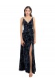 V-Back Floral Velvet & Stretch Velvet V-Neck Long Sleeveless Bridesmaid Dress Norwich