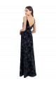 V-Back Floral Velvet & Stretch Velvet V-Neck Long Sleeveless Bridesmaid Dress Norwich