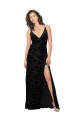 Open Back Floral Velvet & Stretch Velvet V-Neck Long Sleeveless Bridesmaid Dress Norwich