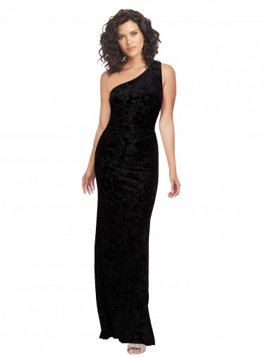 Floral Velvet & Stretch Velvet One Shoulder Long Sleeveless Bridesmaid Dresses Norwich