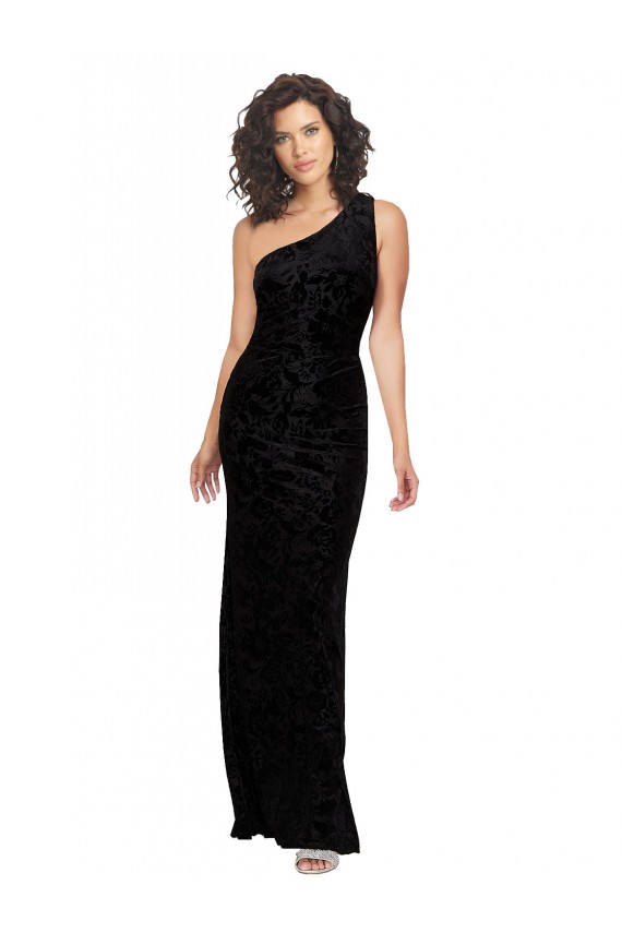 Floral Velvet & Stretch Velvet One Shoulder Long Sleeveless Bridesmaid Dresses Norwich