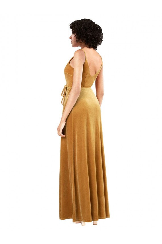 V-Back Stretch Velvet V-Neck Long Sleeveless Black Tie Evening Gown / Prom Dress / Bridesmaid Dress Norwich