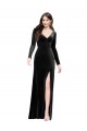 V-Back Stretch Velvet V-Neck Long Long Sleeves Formal Evening Gown / Prom Dress / Bridesmaid Dress Norwich