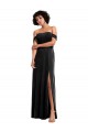 Black Stretch Velvet Off the Shoulder Long Sleeveless Formal Evening Gown / Prom Dress / Bridesmaid Dress Norwich