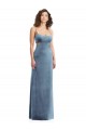 Low Back Dusty Blue Stretch Velvet Square Neck Long Sleeveless Formal Evening Gown / Prom Dress / Bridesmaid Dress Norwich