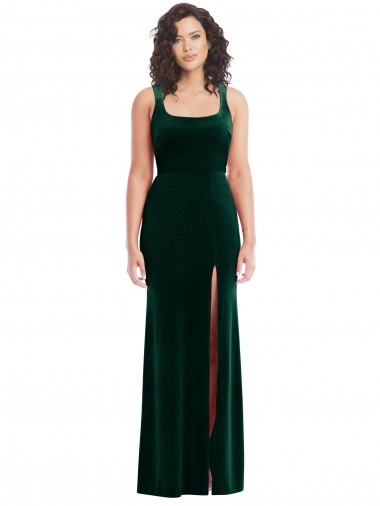Stretch Velvet Square Neck Long Sleeveless Semi Formal Evening Dress / Prom Dress / Bridesmaid Dress Norwich