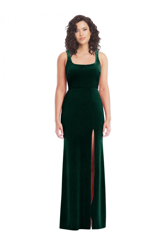 Stretch Velvet Square Neck Long Sleeveless Semi Formal Evening Dress / Prom Dress / Bridesmaid Dress Norwich