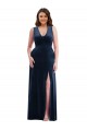 Stretch Velvet V-Neck Long Sleeveless Formal Plus Size Evening Gown / Prom Dress / Bridesmaid Dress Norwich