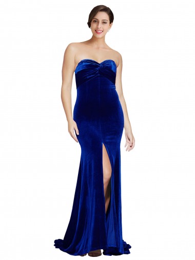 Low Back Stretch Velvet Sweetheart Sweep Train Sleeveless Formal Evening Gown / Prom Dress / Bridesmaid Dress Norwich
