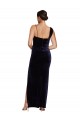 Low Back Dark Navy Stretch Velvet Spaghetti Straps Long Sleeveless Formal Evening Gown / Prom Dress / Bridesmaid Dress Norwich