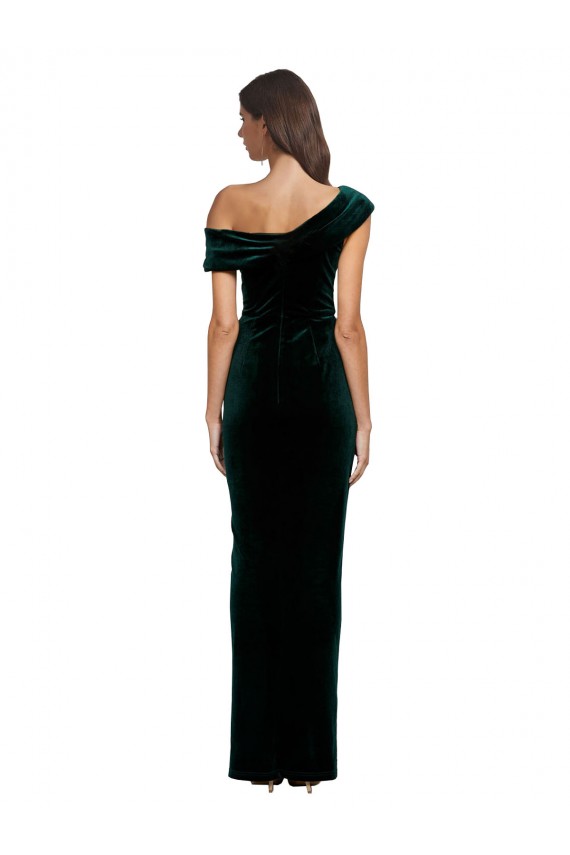 Stretch Velvet Off the Shoulder Long Sleeveless High Low Evening Gown / Prom Dress / Bridesmaid Dress Norwich