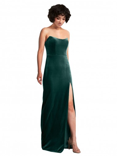 Low Back Stretch Velvet Strapless Long Sleeveless Black Tie Evening Gown / Prom Dress / Bridesmaid Dress Norwich