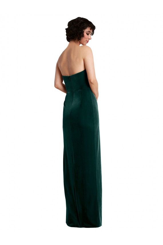 Low Back Stretch Velvet Strapless Long Sleeveless Black Tie Evening Gown / Prom Dress / Bridesmaid Dress Norwich