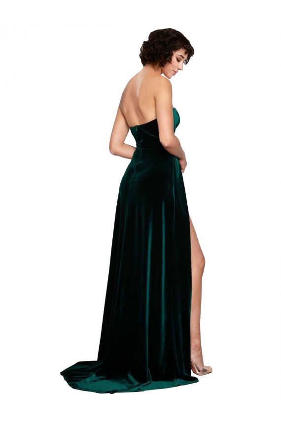 Low Back Stretch Velvet Sweetheart Sweep Train Sleeveless Semi Formal Evening Dress / Prom Dress / Bridesmaid Dress Norwich