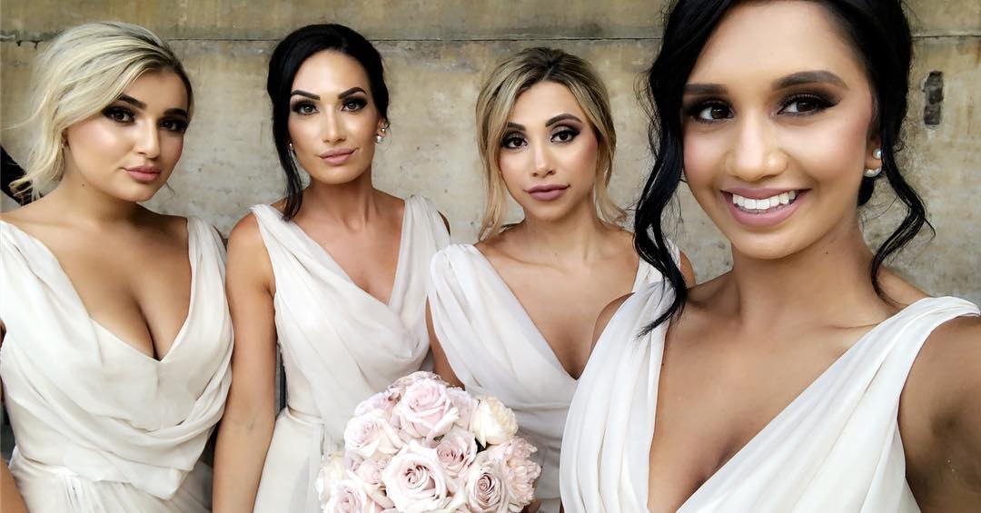 Full Length Luxe Chiffon Long Champagne bridesmaid dresses Norwich with Sexy High Slit and Front Ruffles